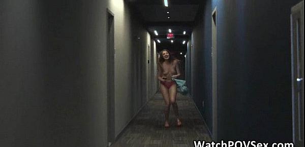  Kinky gf sucks in hotel hallway